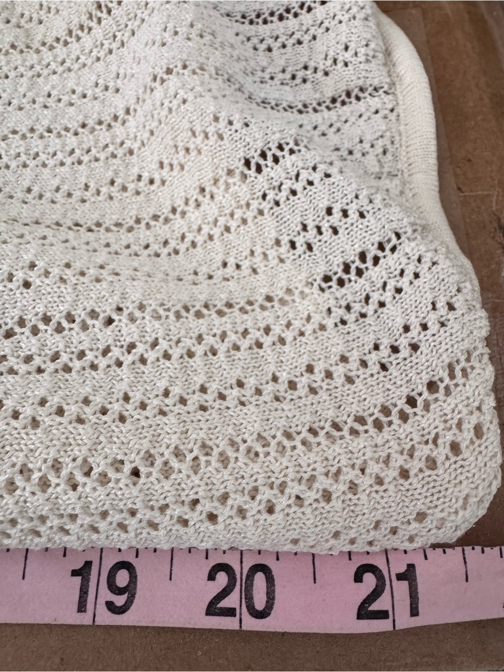 White House Black Market Crochet Knit Tunic Shimmer Cream Cowl Neck M Summer - Picture 8 of 10